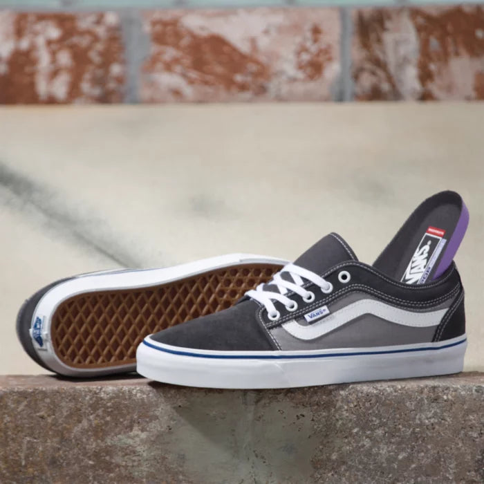 Vans Chukka Low Sid ACP skate shoes, asphalt blue suede and canvas sneakers size 7.5