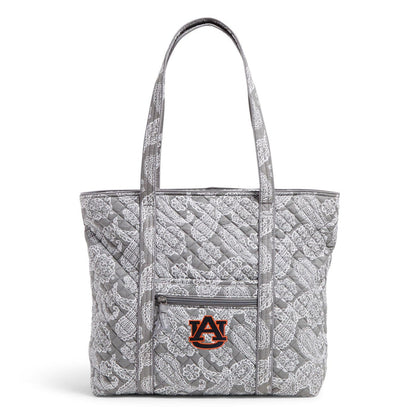 Collegiate Vera Tote Bag-Gray/White Bandana with Auburn University Logo-Image 1-Vera Bradley