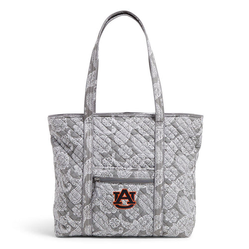 Collegiate Vera Tote Bag-Gray/White Bandana with Auburn University Logo-Image 1-Vera Bradley
