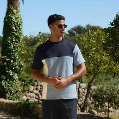 Colourblock T-Shirt | Navy/Light Blue/White