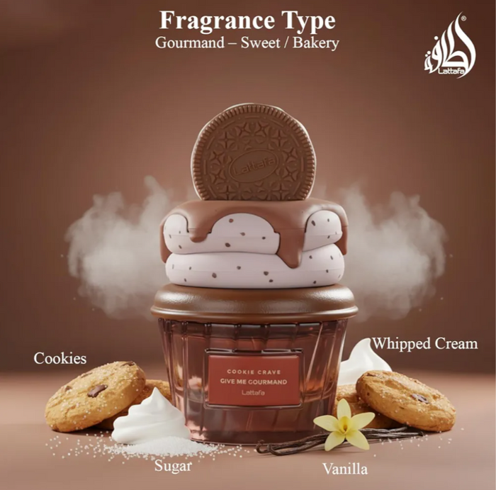 Cookie Grave Give Me Gourmand by Lattafa – EDP 2.53 fl oz / 75ml