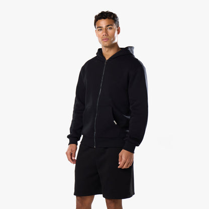 Core Full Zip Loose Fit Short Twinset | Black