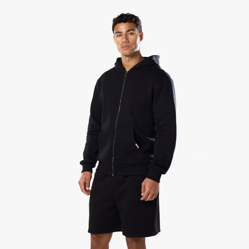 Core Full Zip Loose Fit Short Twinset | Black