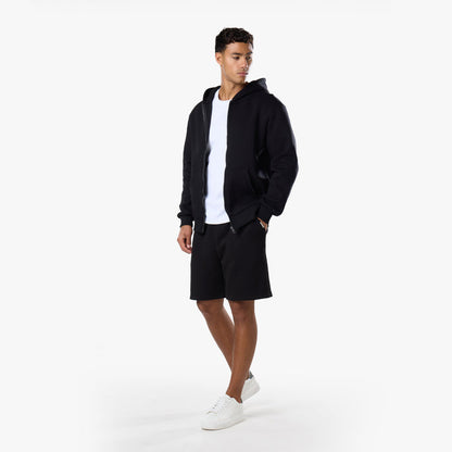 Core Full Zip Loose Fit Short Twinset | Black