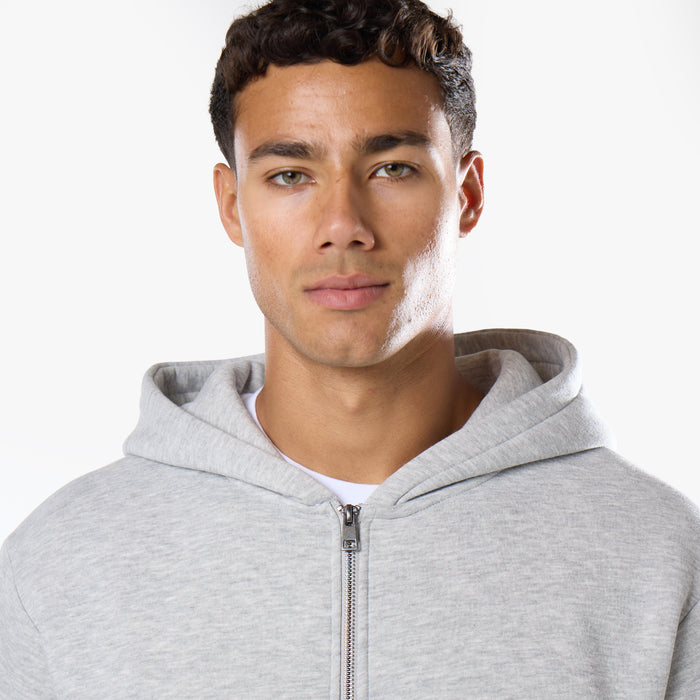 Core Full Zip Loose Fit Short Twinset | Grey Marl