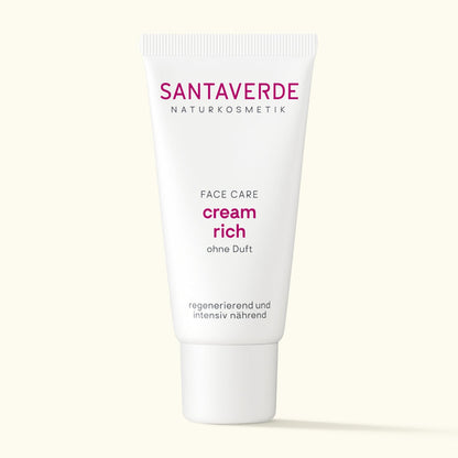 Santaverde cream rich ohne Duft – reichhaltige, parfumfreie Gesichtscreme mit Aloe Vera für trockene und sensible Haut