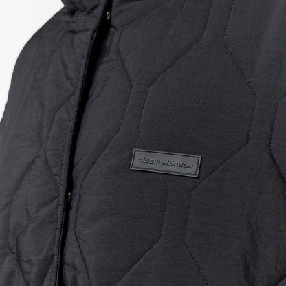 Cross Quilt Longline Duvet Coat | Black