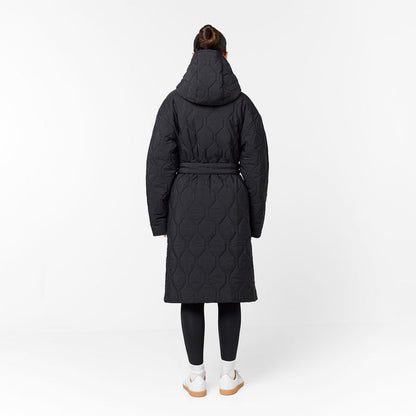 Cross Quilt Longline Duvet Coat | Black