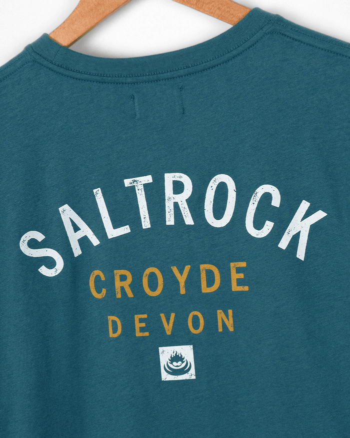 Croyde Location Mens T-Shirt in Teal