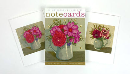 Dahlia and Cosmos & Grey Jug Notecards - Vanessa Lubach |Art Angels