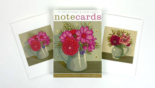 Dahlia and Cosmos & Grey Jug Notecards - Vanessa Lubach |Art Angels