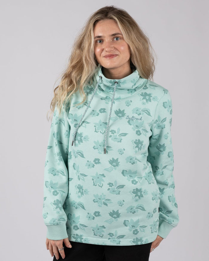 Daze  Womens Funnel Neck Sweatshirt in Light Blue