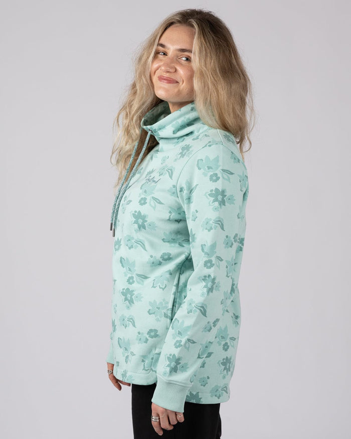 Daze  Womens Funnel Neck Sweatshirt in Light Blue