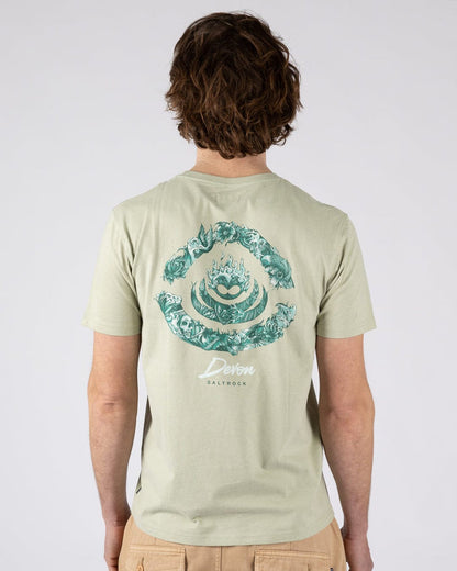 Deep Sea Flame Devon  Mens Short Sleeve T-Shirt in Light Green