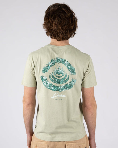 Deep Sea Flame Devon  Mens Short Sleeve T-Shirt in Light Green