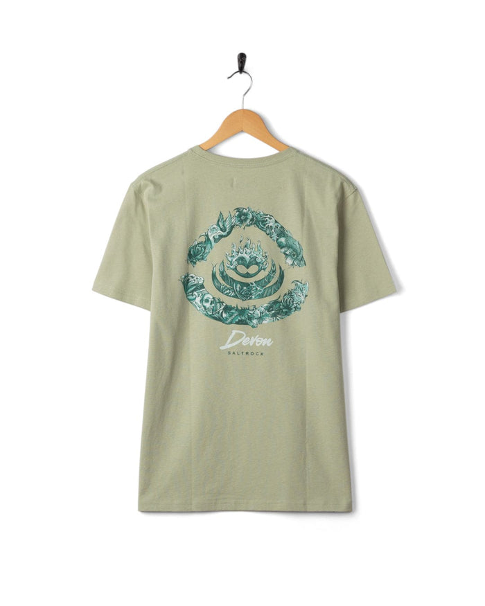 Deep Sea Flame Devon  Mens Short Sleeve T-Shirt in Light Green