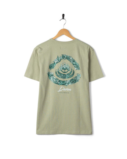 Deep Sea Flame Devon  Mens Short Sleeve T-Shirt in Light Green