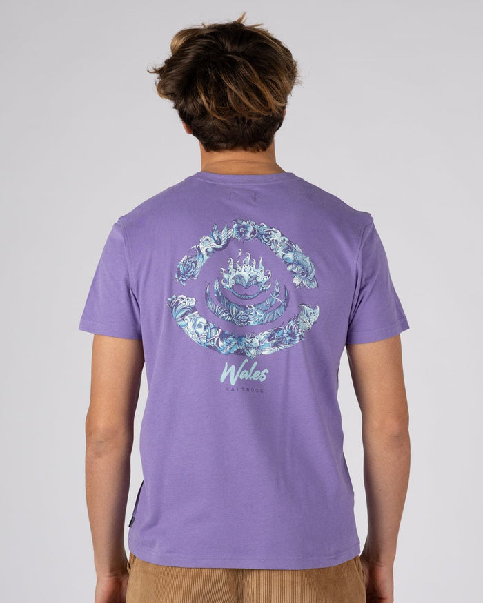 Deep Sea Flame Wales Mens Short Sleeve T-Shirt in Purple