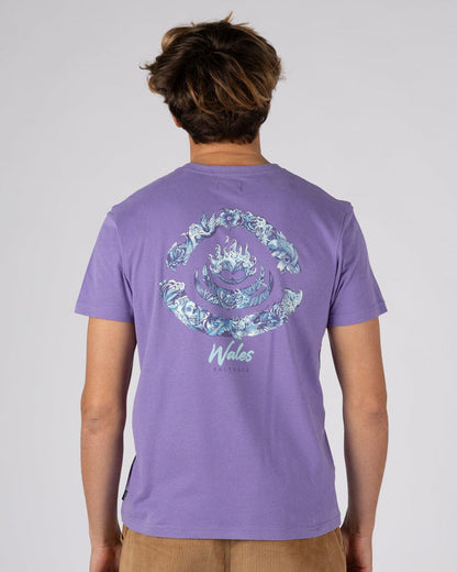 Deep Sea Flame Wales Mens Short Sleeve T-Shirt in Purple