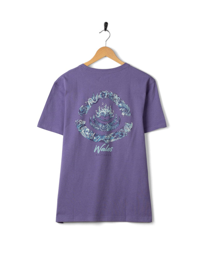 Deep Sea Flame Wales Mens Short Sleeve T-Shirt in Purple