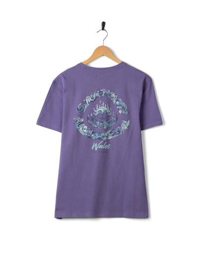 Deep Sea Flame Wales Mens Short Sleeve T-Shirt in Purple
