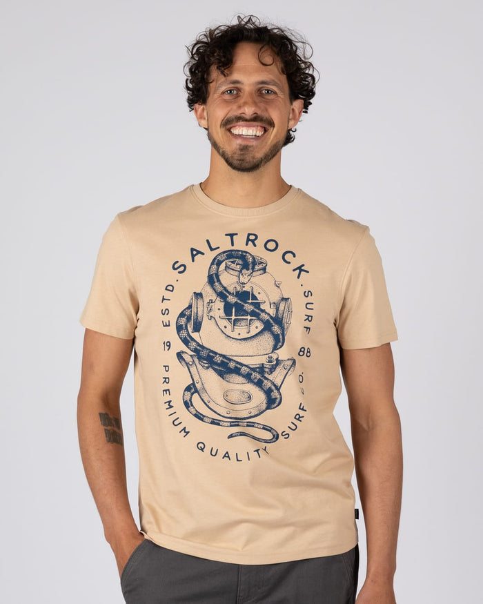 Dive Mens Short Sleeve T-Shirt in Beige
