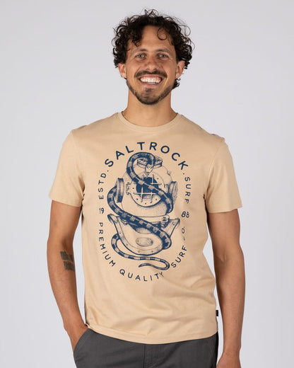 Dive Mens Short Sleeve T-Shirt in Beige