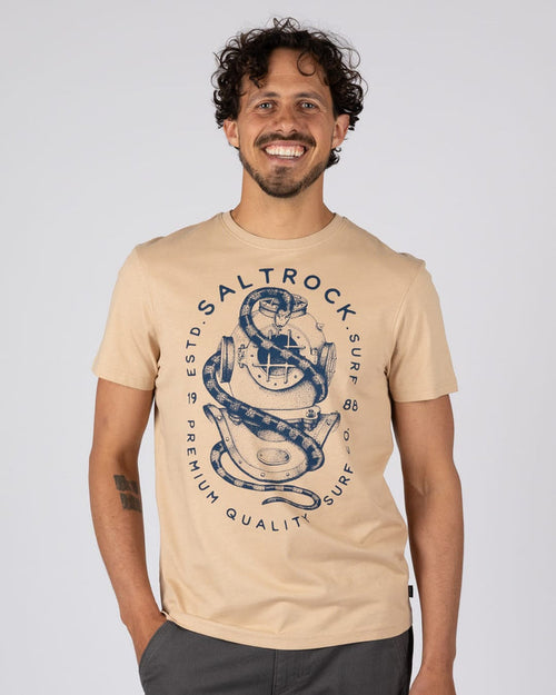 Dive Mens Short Sleeve T-Shirt in Beige