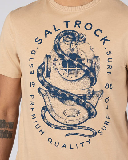 Dive Mens Short Sleeve T-Shirt in Beige