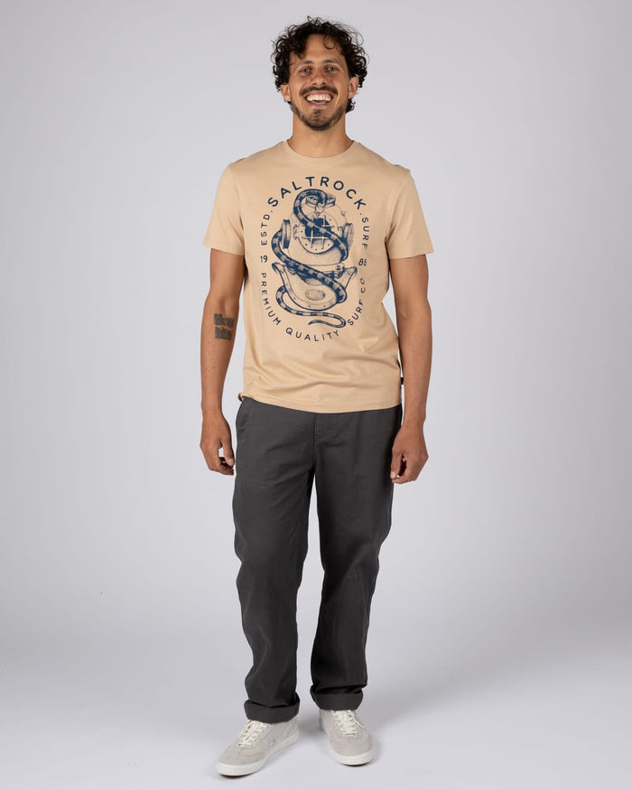 Dive Mens Short Sleeve T-Shirt in Beige