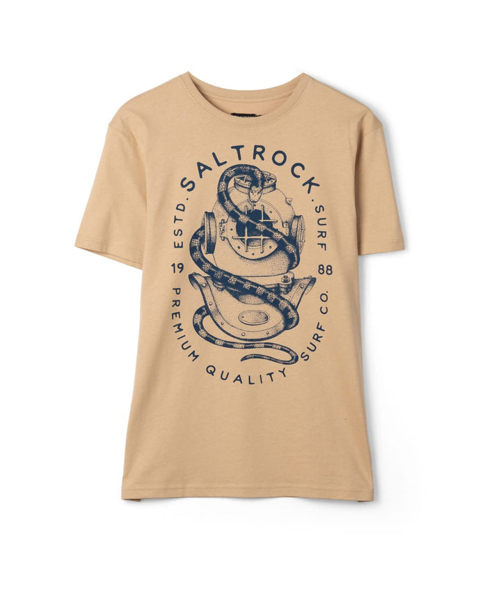 Dive Mens Short Sleeve T-Shirt in Beige