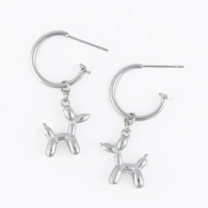 Dog Charm C Hoop Earrings