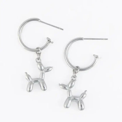 Dog Charm C Hoop Earrings