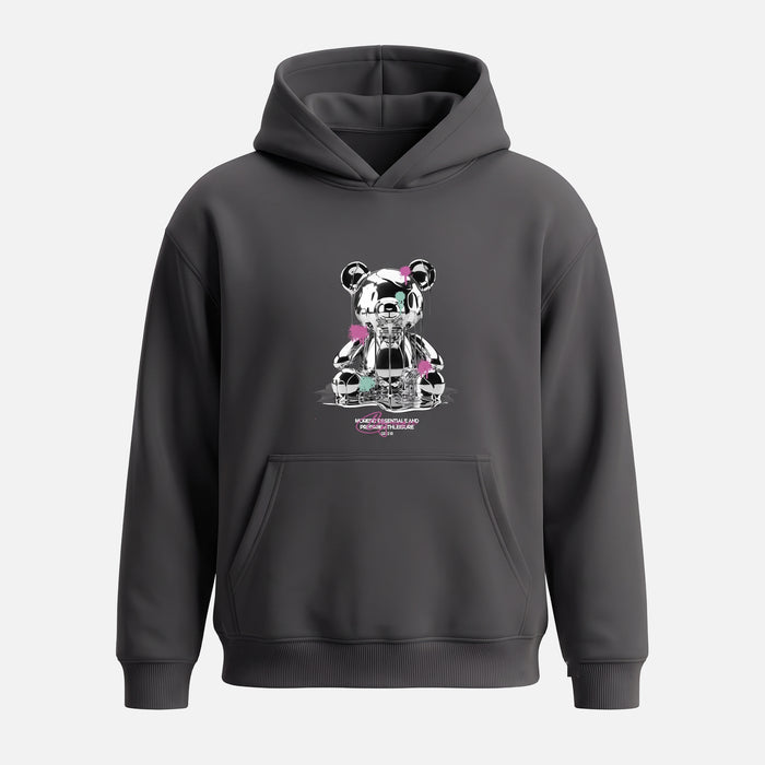 Dripping Chrome Teddy Hoodie | Charcoal