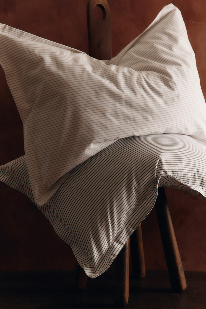 Duvet Cover and Sham Set in Aluminum/White Stripe