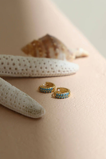 E1745G Earrings-Turquoise Duo Huggies