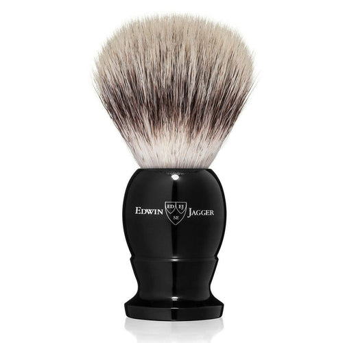 Edwin Jagger Imitation Ebony Medium Synthetic Silvertip Shaving Brush