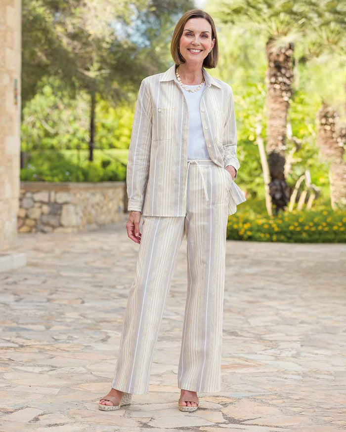 Eleanor Striped Cotton Mix Roll Sleeve Blouse - Image 2 - Country Collection