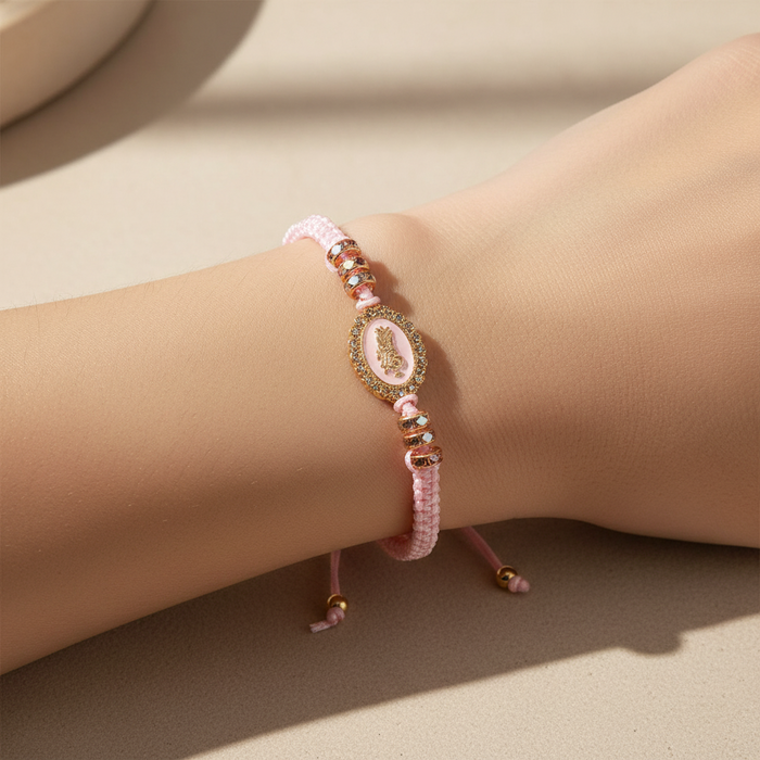 Elegant Braided Cord Adjustable Bracelet with Ornate Centerpiece (IBR-3886)