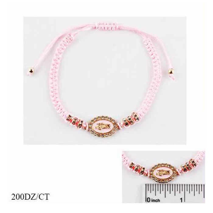 Elegant Braided Cord Adjustable Bracelet with Ornate Centerpiece (IBR-3886)