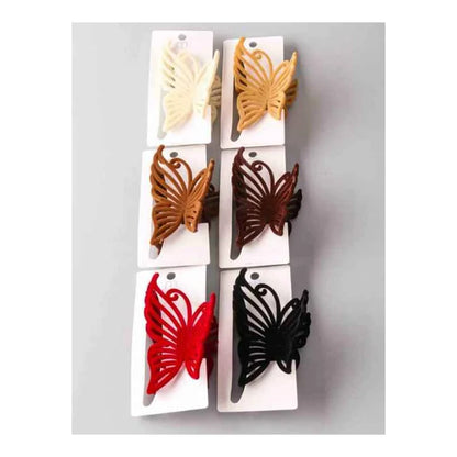 Elegant Velvet Butterfly Side Claw Clip - Matte Finish Hair Accessory (HC11371)