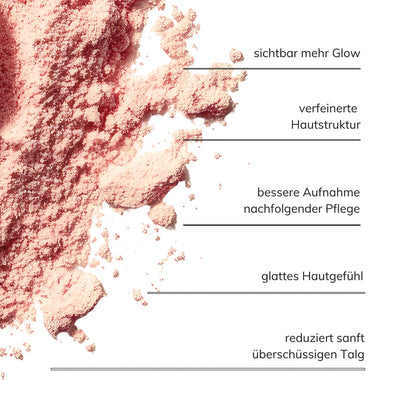 Schaubild zur Wirkweise und textur des Santaverde enzyme peeling powder