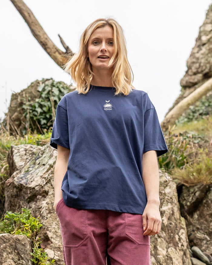 Equinox Womens Oversized Short Sleeve T-Shirt in Blue