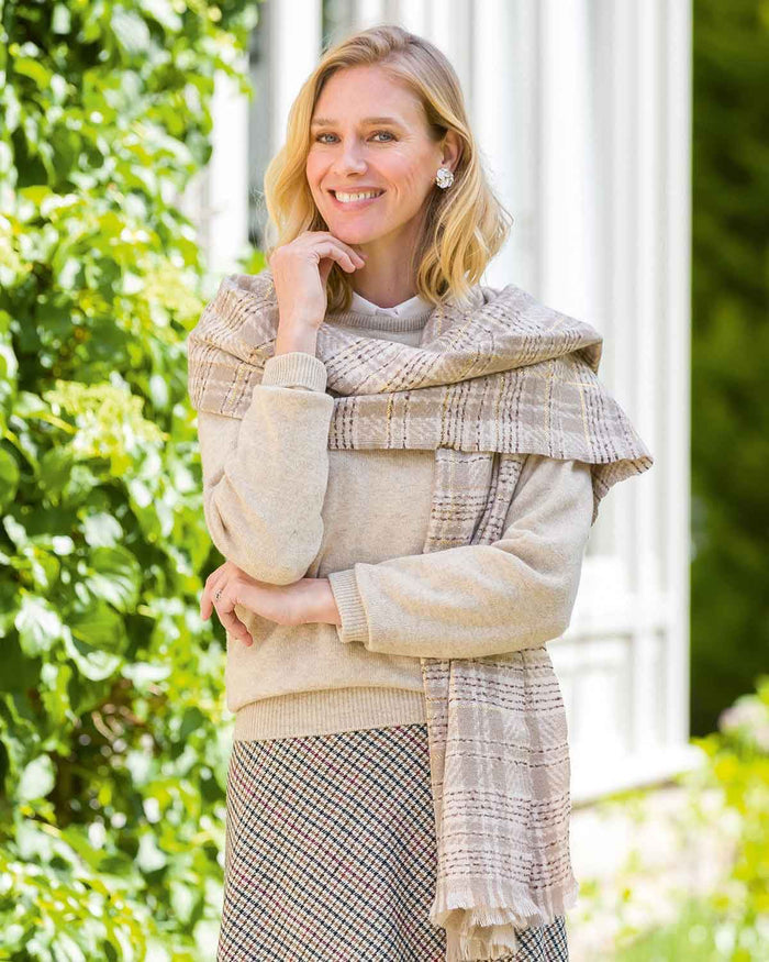 Evelyn Checked Pure Viscose Scarf - Image 2 - Country Collection