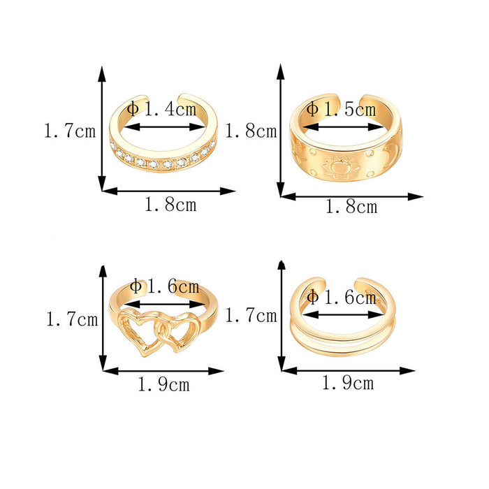 Fashion Holiday Style Beach Toe Ring 4-piece Set