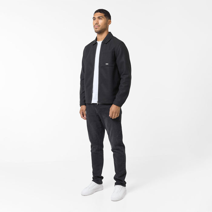 Faux Wool Zip Jacket | Black