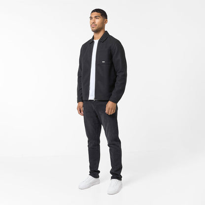 Faux Wool Zip Jacket | Black