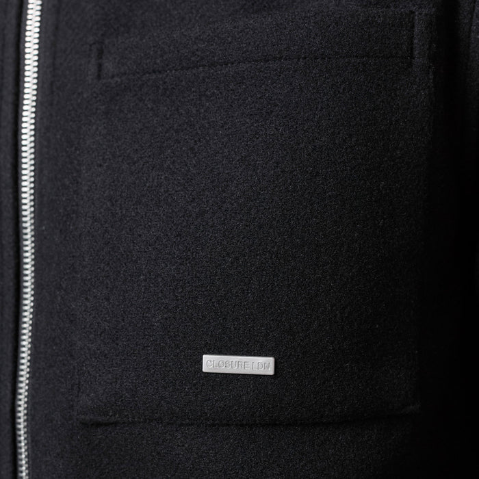 Faux Wool Zip Jacket | Black