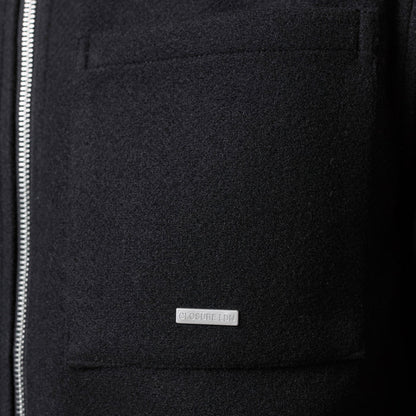 Faux Wool Zip Jacket | Black