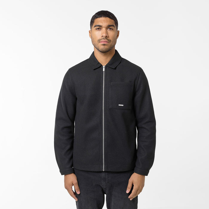 Faux Wool Zip Jacket | Black